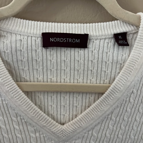 Nordstrom Men’s sweater vest color cream 100%cotton Vneck size XL - Picture 3 of 12